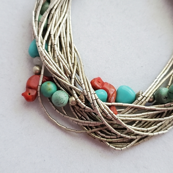 RARE Carolyn Pollack Liquid Silver Gemstone Layered Bead Bracelet Vintage RARE - Picture 10 of 15